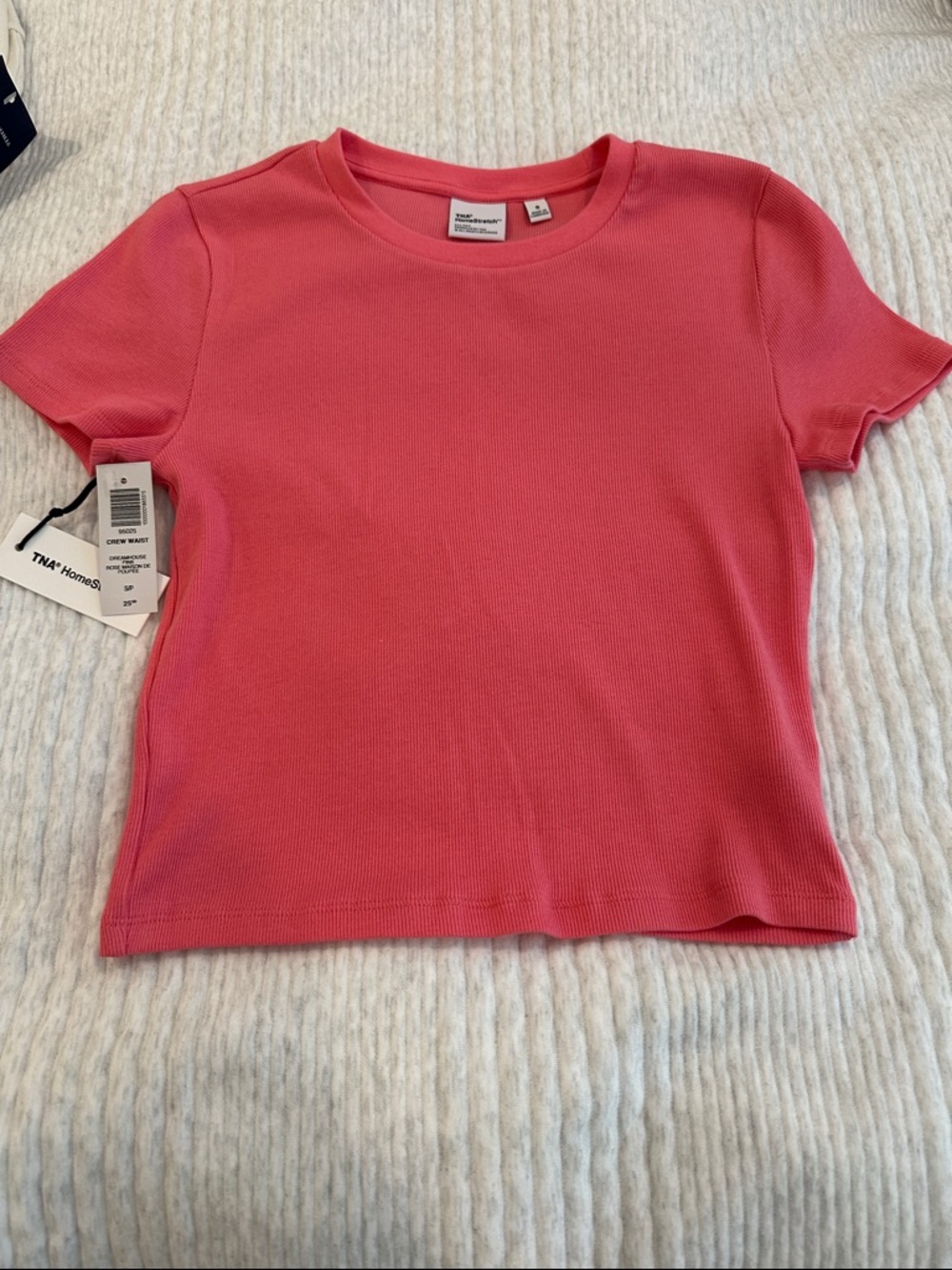 Aritzia Coral Pink Ribbed Crew Tee